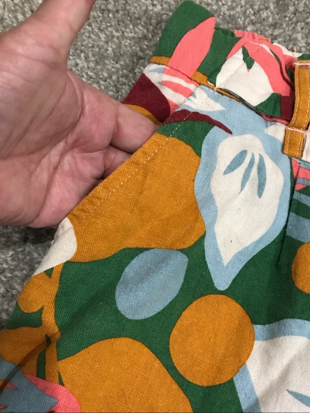 High-Rise Floral Bermuda Shorts in Green/Pink/Gold - Picture 5 of 8